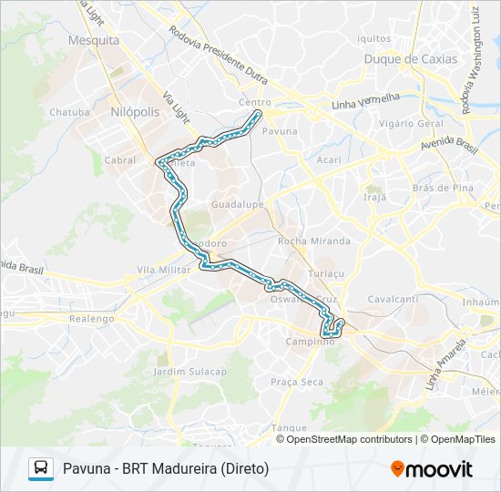 Mapa da linha 779 de ônibus