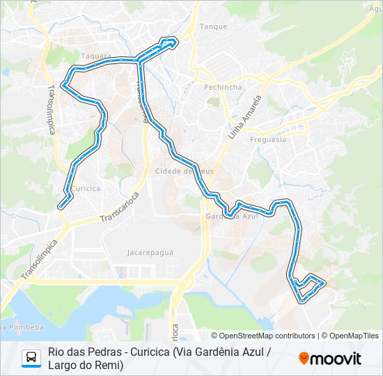 Mapa da linha 861 de ônibus