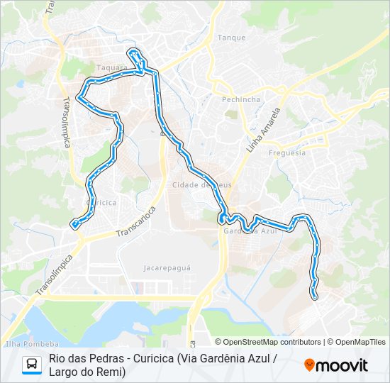 Mapa da linha 861 de ônibus