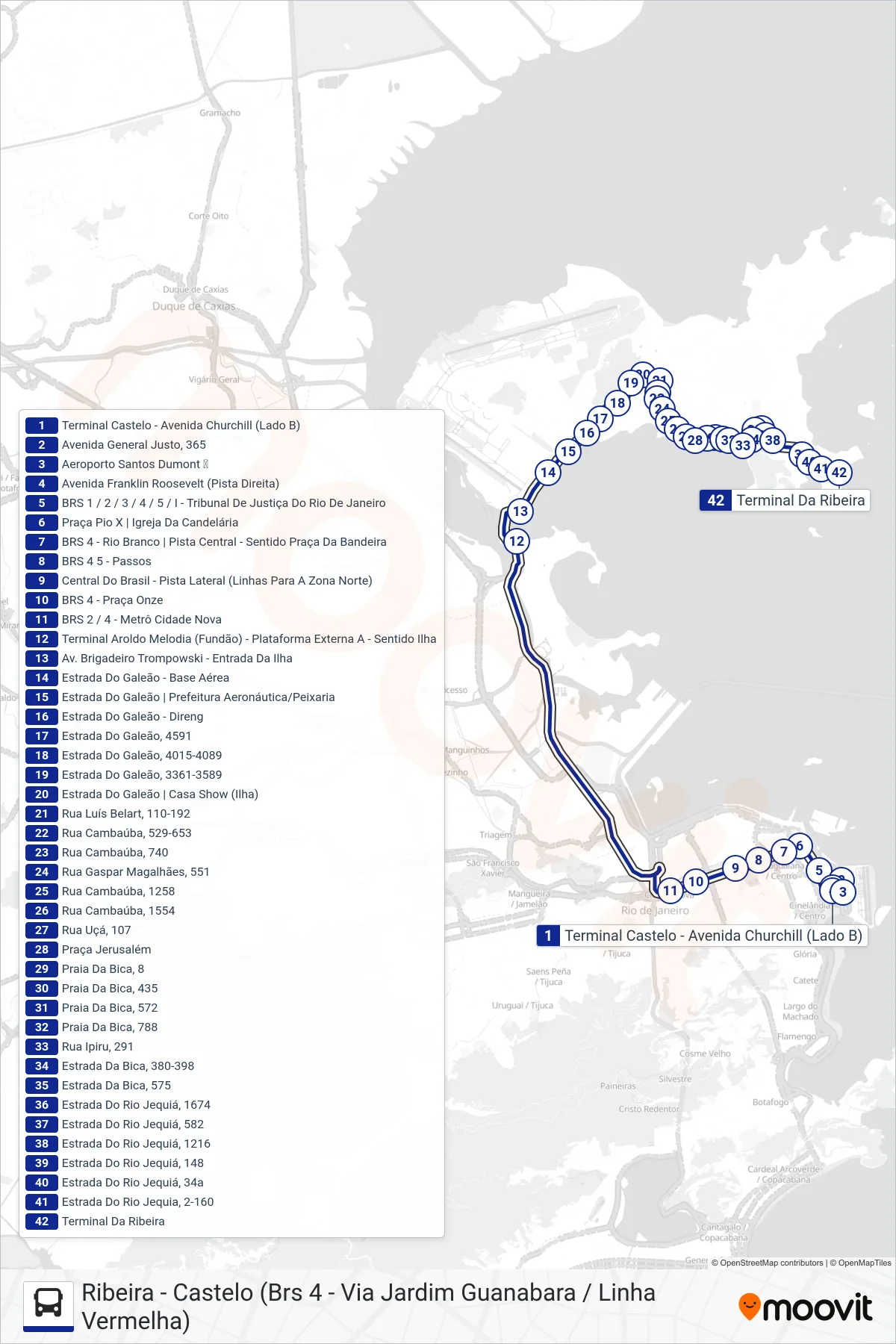 Rota e paradas da linha de ônibus 325 (Ribeira) no mapa