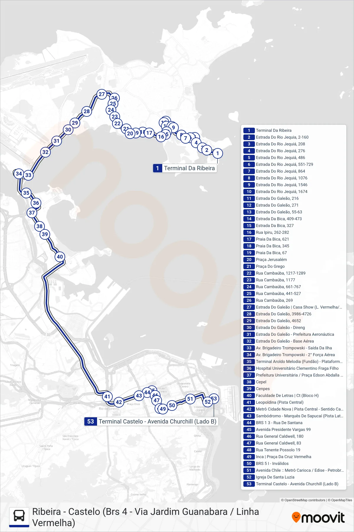 Rota e paradas da linha de ônibus 325 (Castelo) no mapa