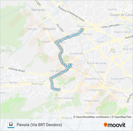 Mapa da linha 793 de ônibus