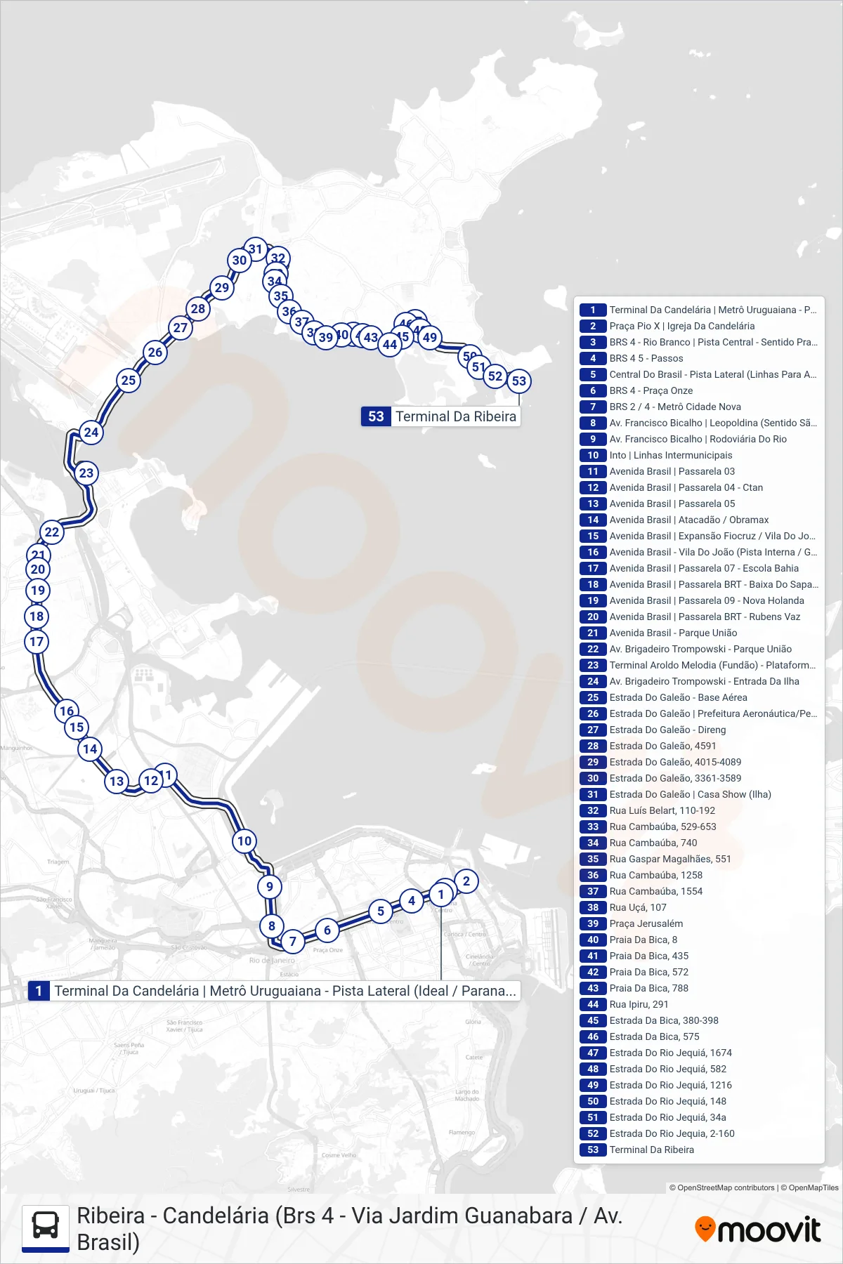Rota e paradas da linha de ônibus 324 (Ribeira) no mapa