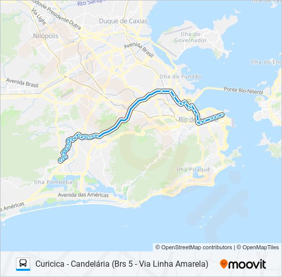 Mapa da linha 380 de ônibus