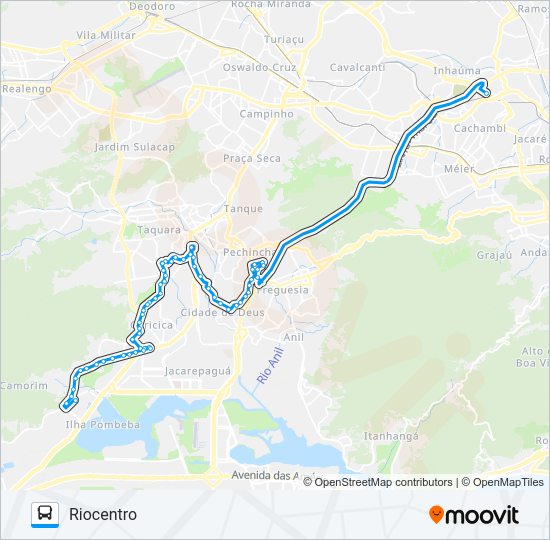 Mapa da linha 611 de ônibus