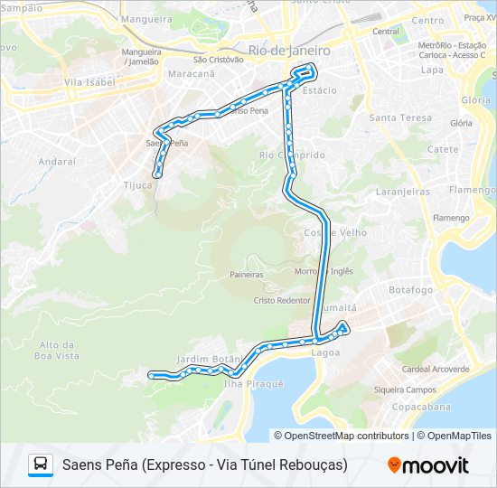 Mapa da linha 416 de ônibus
