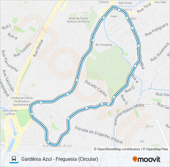 Mapa da linha 829 de ônibus