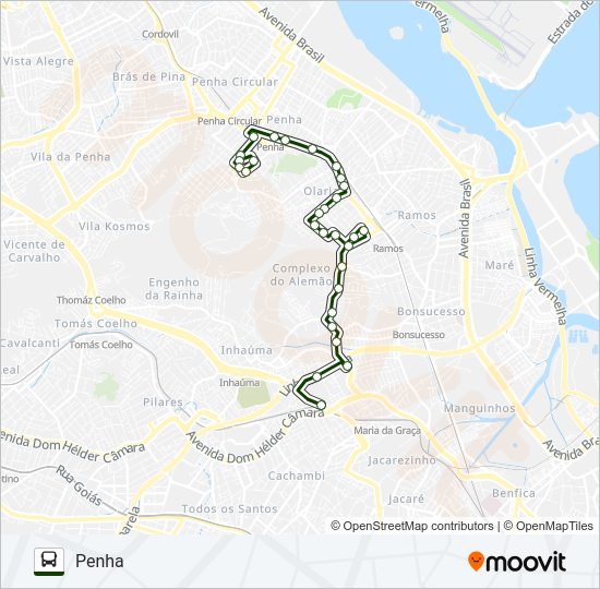 Mapa da linha 628 de ônibus