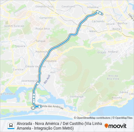 Mapa da linha 614 de ônibus