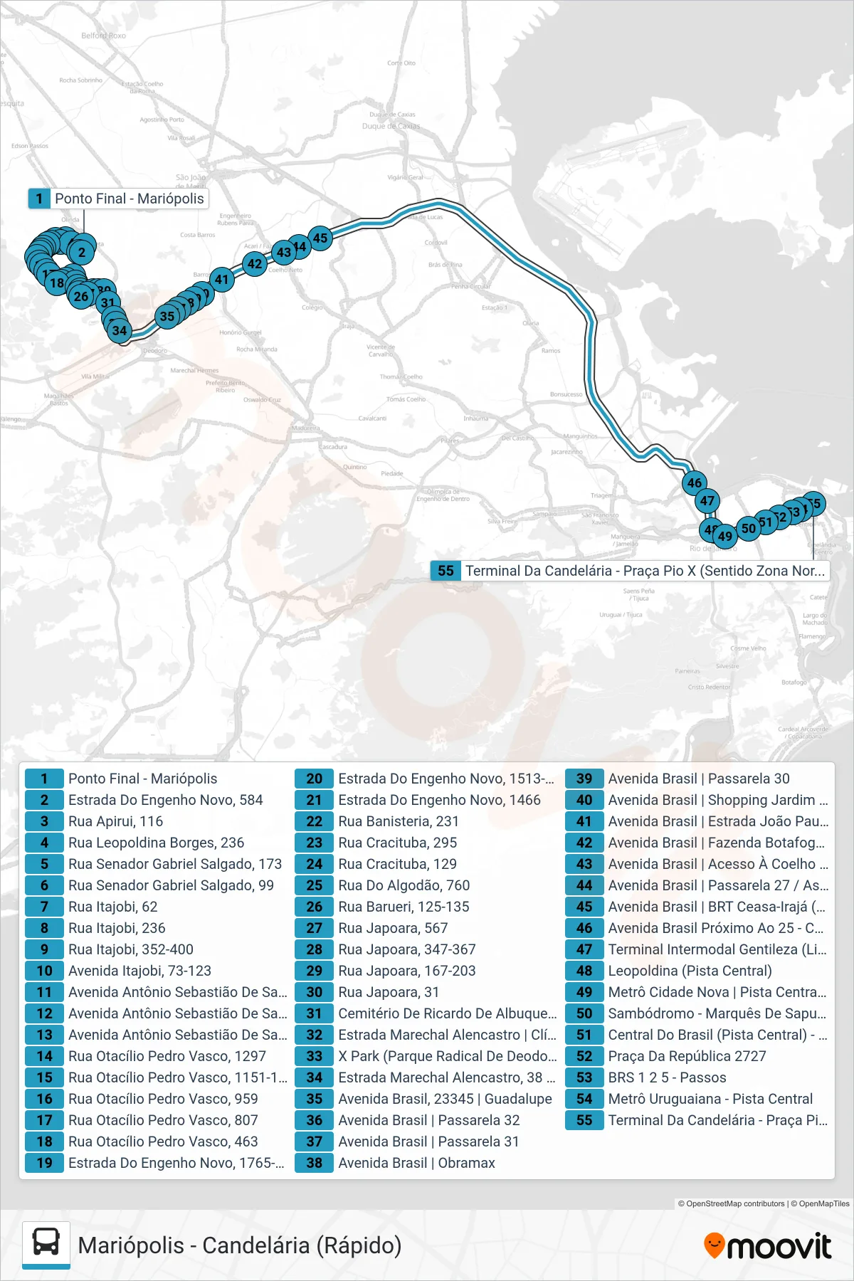Rota e paradas da linha de ônibus SR 386 (Candelária) no mapa