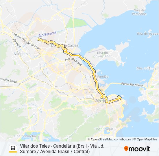 Mapa da linha 427C de ônibus