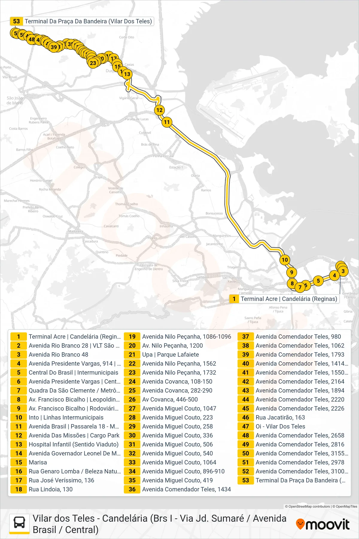 Rota e paradas da linha de ônibus 427C (Vilar Dos Teles (Seletiva)) no mapa