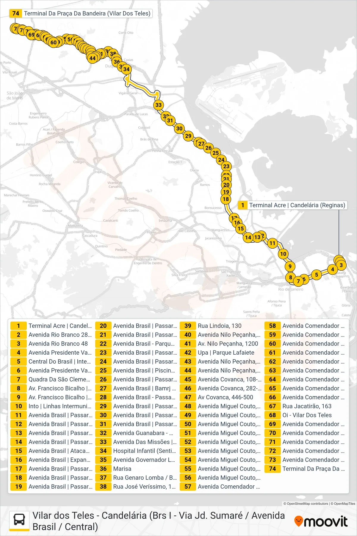 Rota e paradas da linha de ônibus 427C (Vilar Dos Teles (Parador)) no mapa