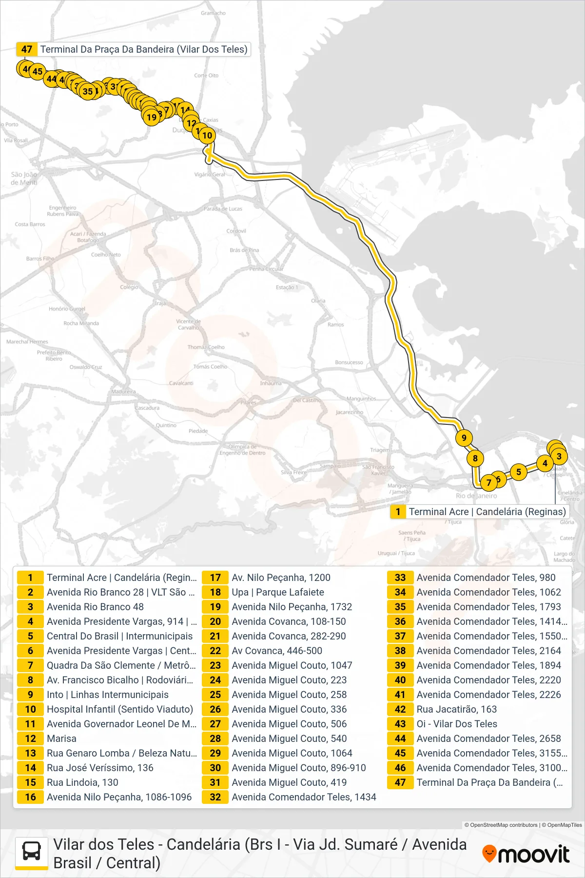 Rota e paradas da linha de ônibus 427C (Vilar Dos Teles (Via L. Vermelha)) no mapa
