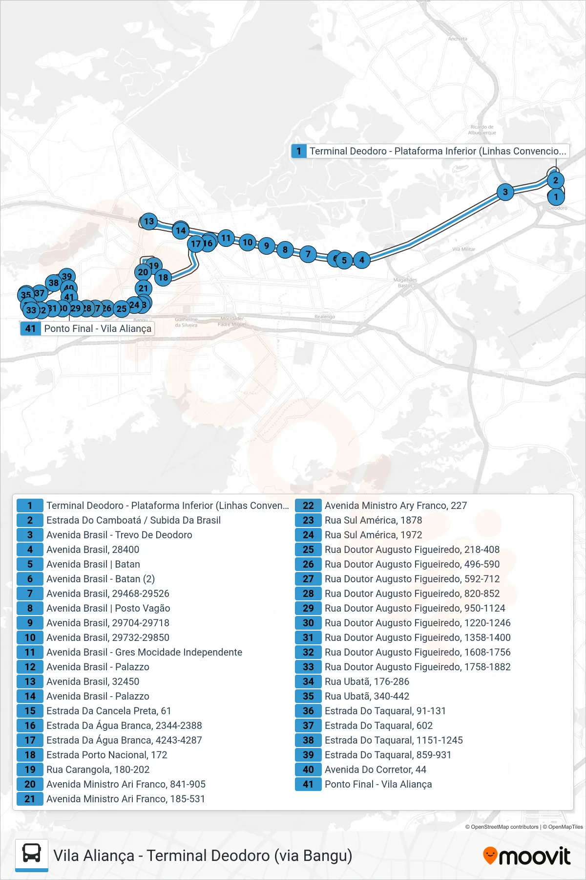 SP 389 bus Line (Vila Aliança) route and stops on a map