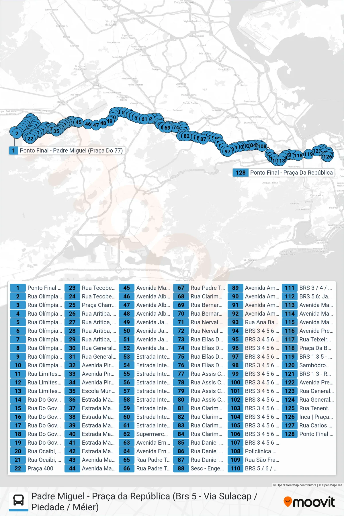 391 bus Line (Praça Da República) route and stops on a map