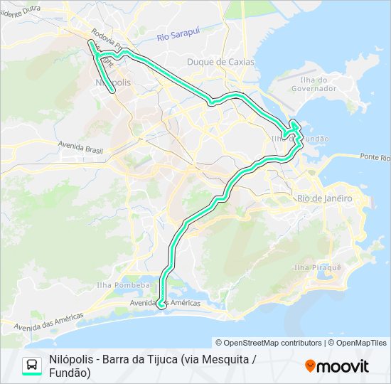 Mapa da linha 420T de ônibus
