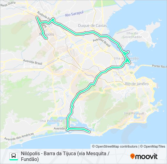 Mapa da linha 420T de ônibus