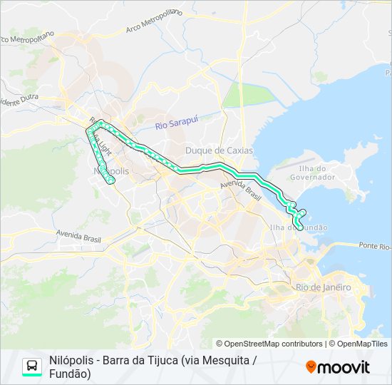 Mapa da linha 420T de ônibus