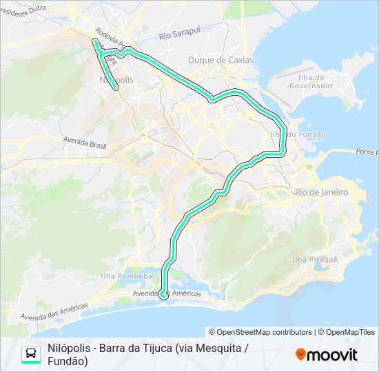 Mapa da linha 420T de ônibus