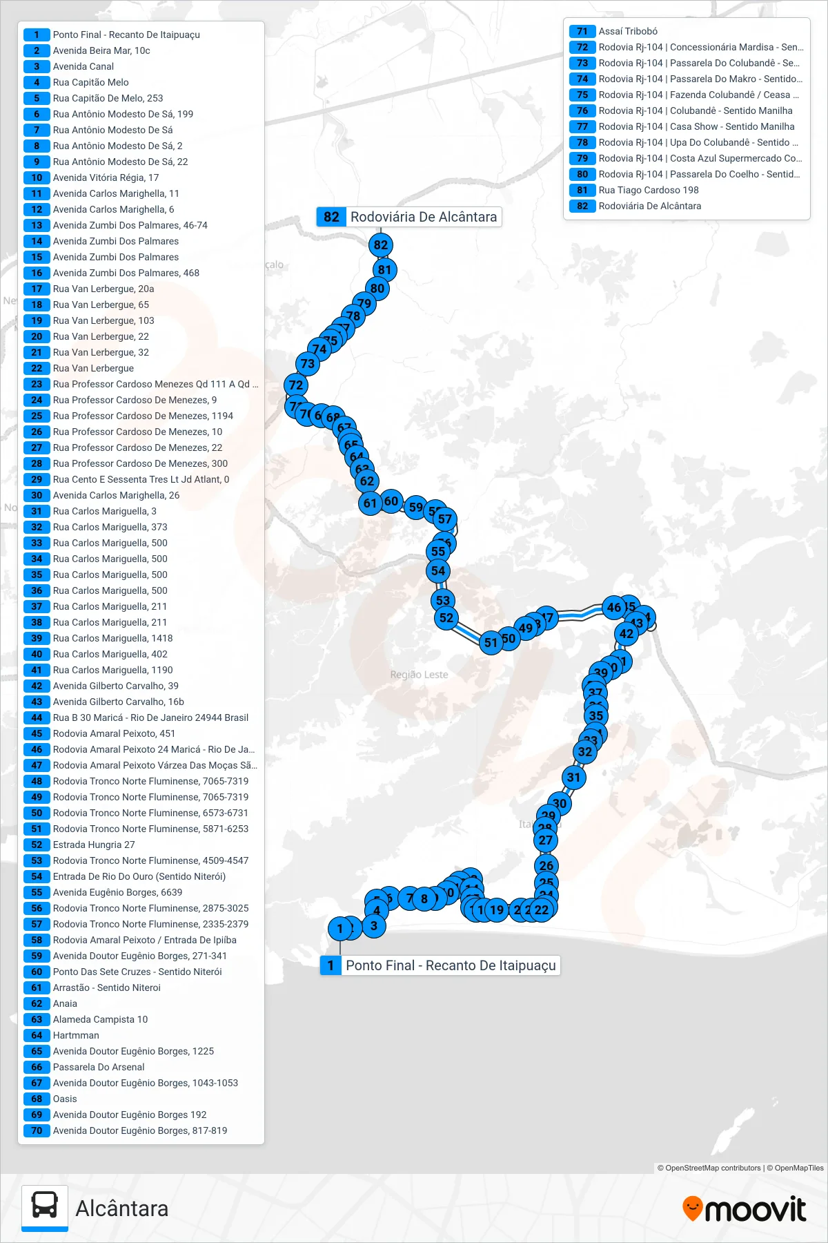 750R bus Line (Alcântara) route and stops on a map