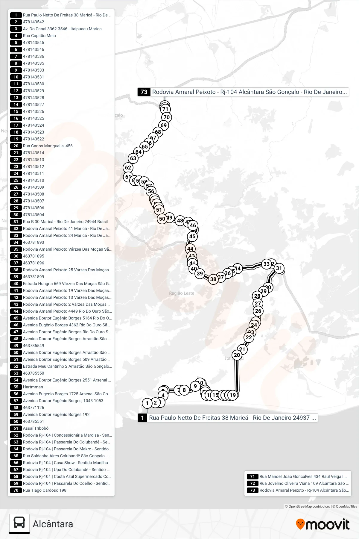 750R bus Line (Alcântara) route and stops on a map