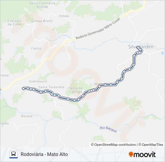Mapa da linha RODOVIÁRIA - MATO ALTO de ônibus