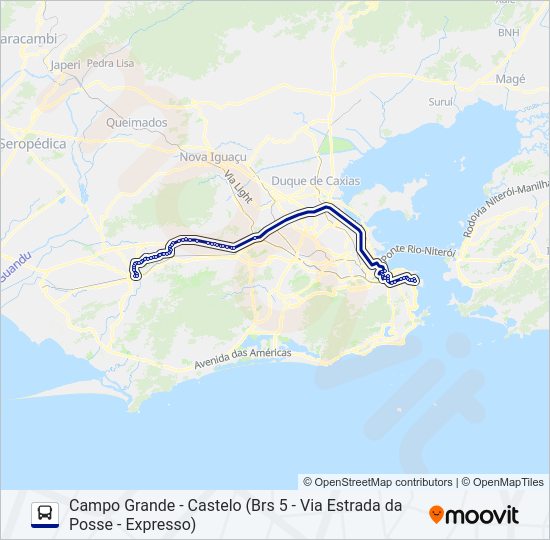 Mapa da linha 2339 de ônibus