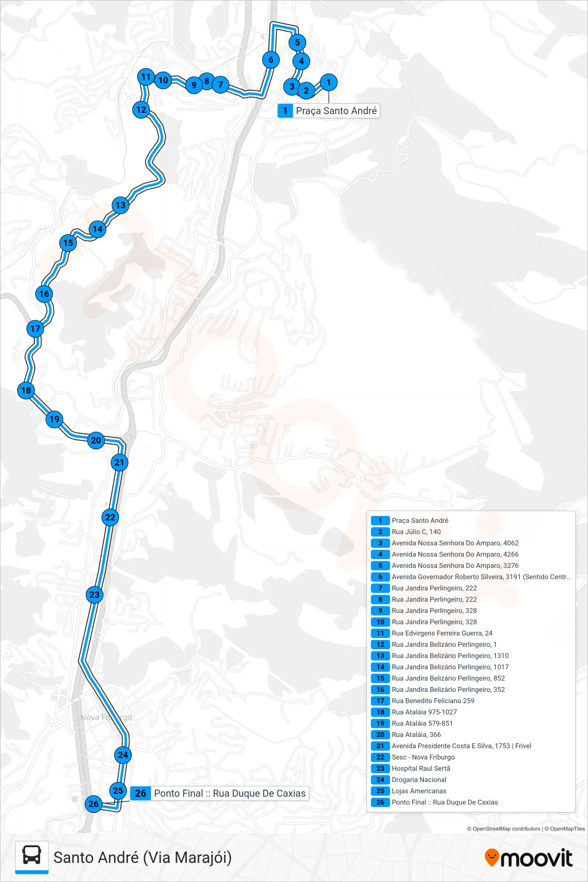 Rota e paradas da linha de ônibus 18-B (Centro (Via Marajói)) no mapa