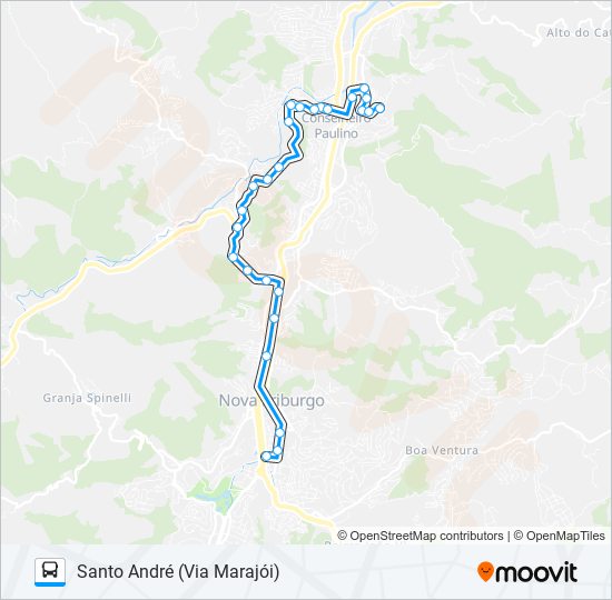 Mapa da linha 18-B de ônibus