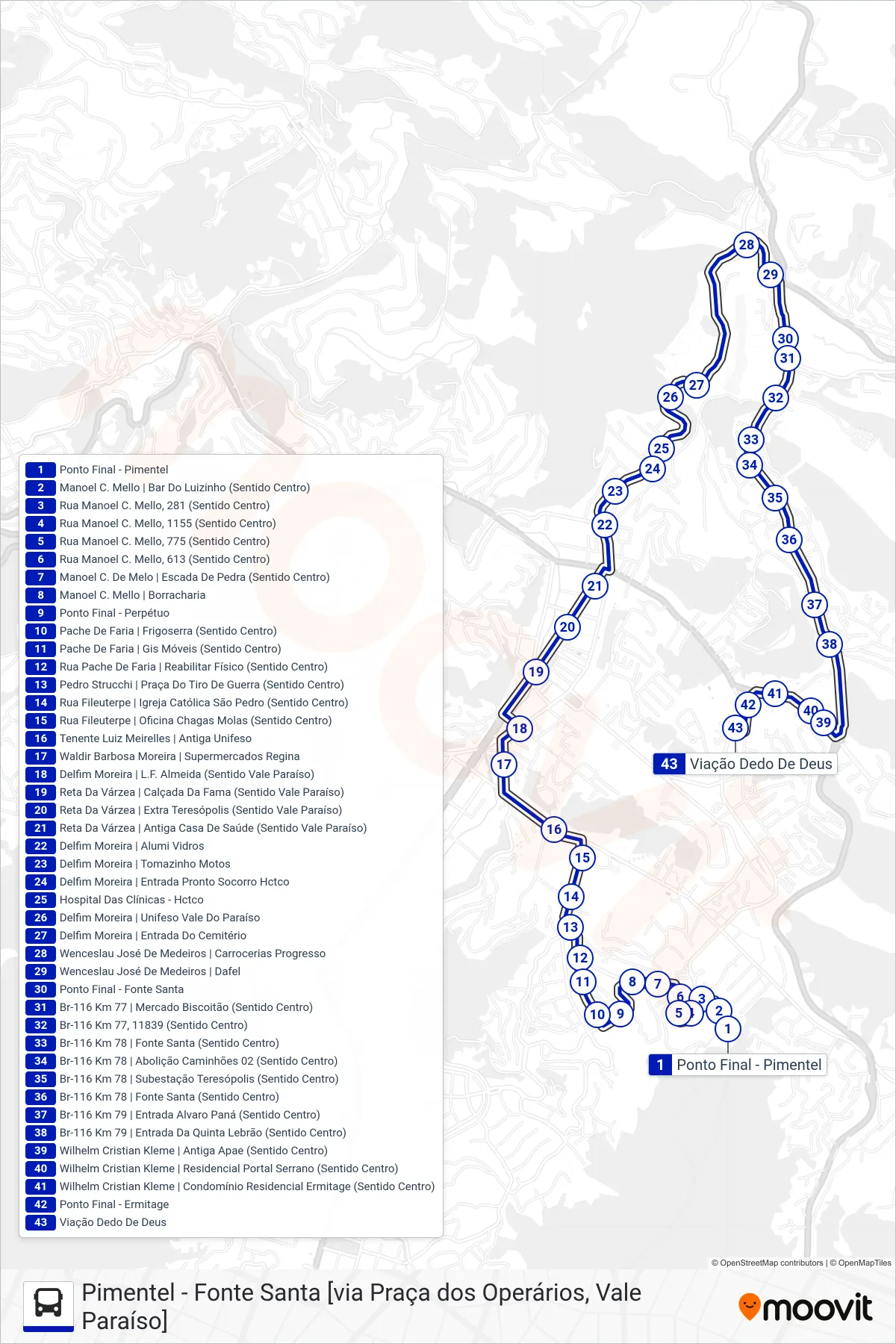 02 bus Line (Fonte Santa [Via Vale do Paraíso]) route and stops on a map