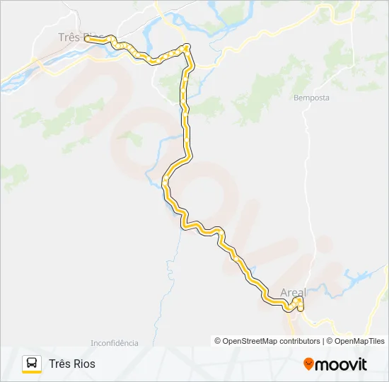 AREAL - TRÊS RIOS (EXECUTIVO) Bus Line Map