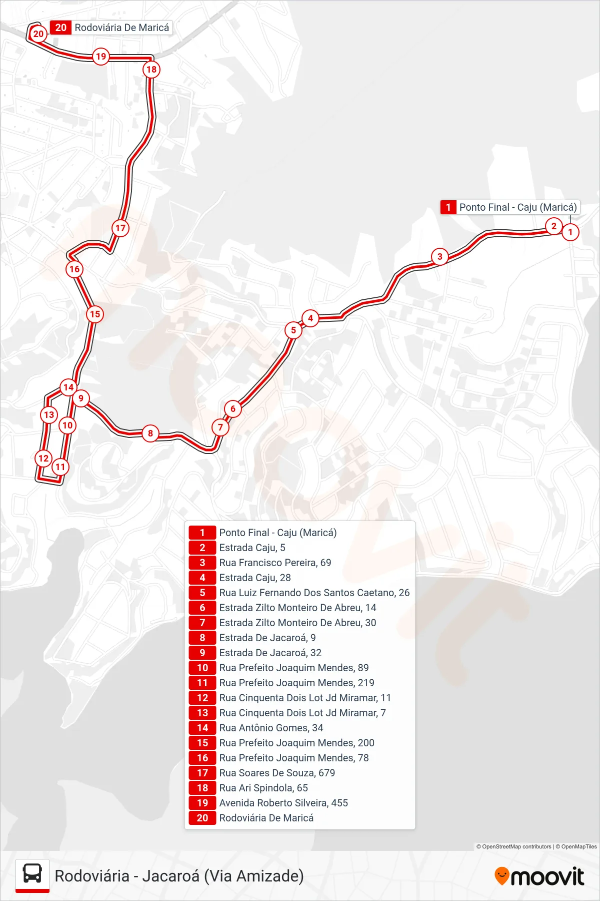 E08 bus Line (Rodoviária) route and stops on a map