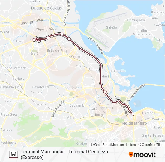 Mapa da linha 73 de ônibus