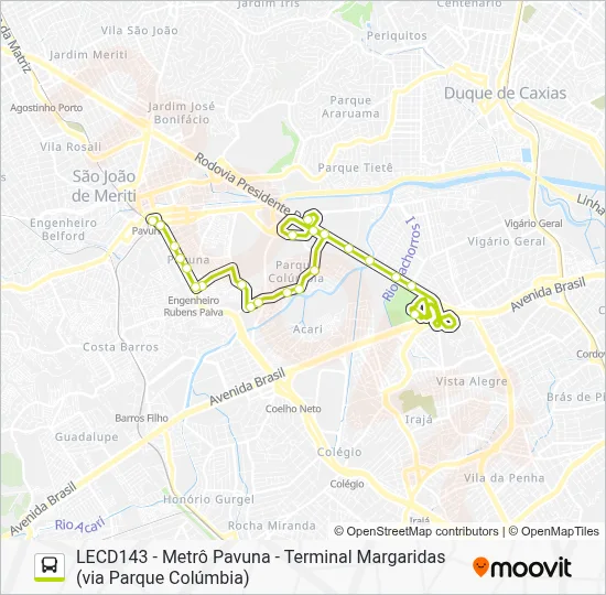 Mapa da linha 944 de ônibus