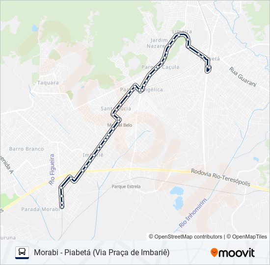 Mapa da linha 27M de ônibus