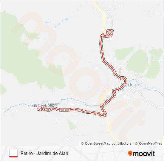 Mapa da linha RETIRO - JARDIM DE ALAH de ônibus