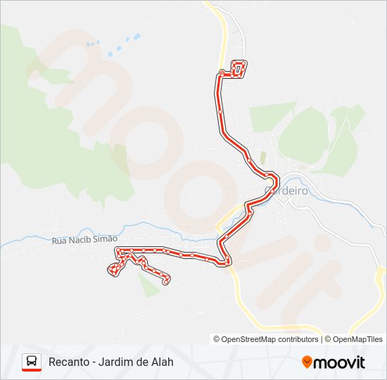 Mapa da linha RECANTO - JARDIM DE ALAH de ônibus