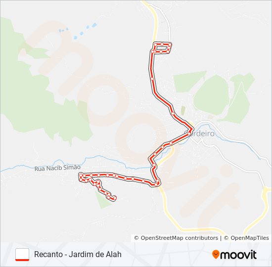 Mapa da linha RECANTO - JARDIM DE ALAH de ônibus