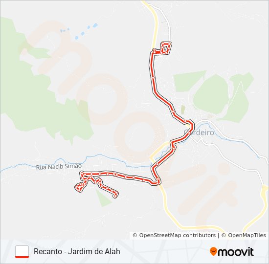 Mapa da linha RECANTO - JARDIM DE ALAH de ônibus