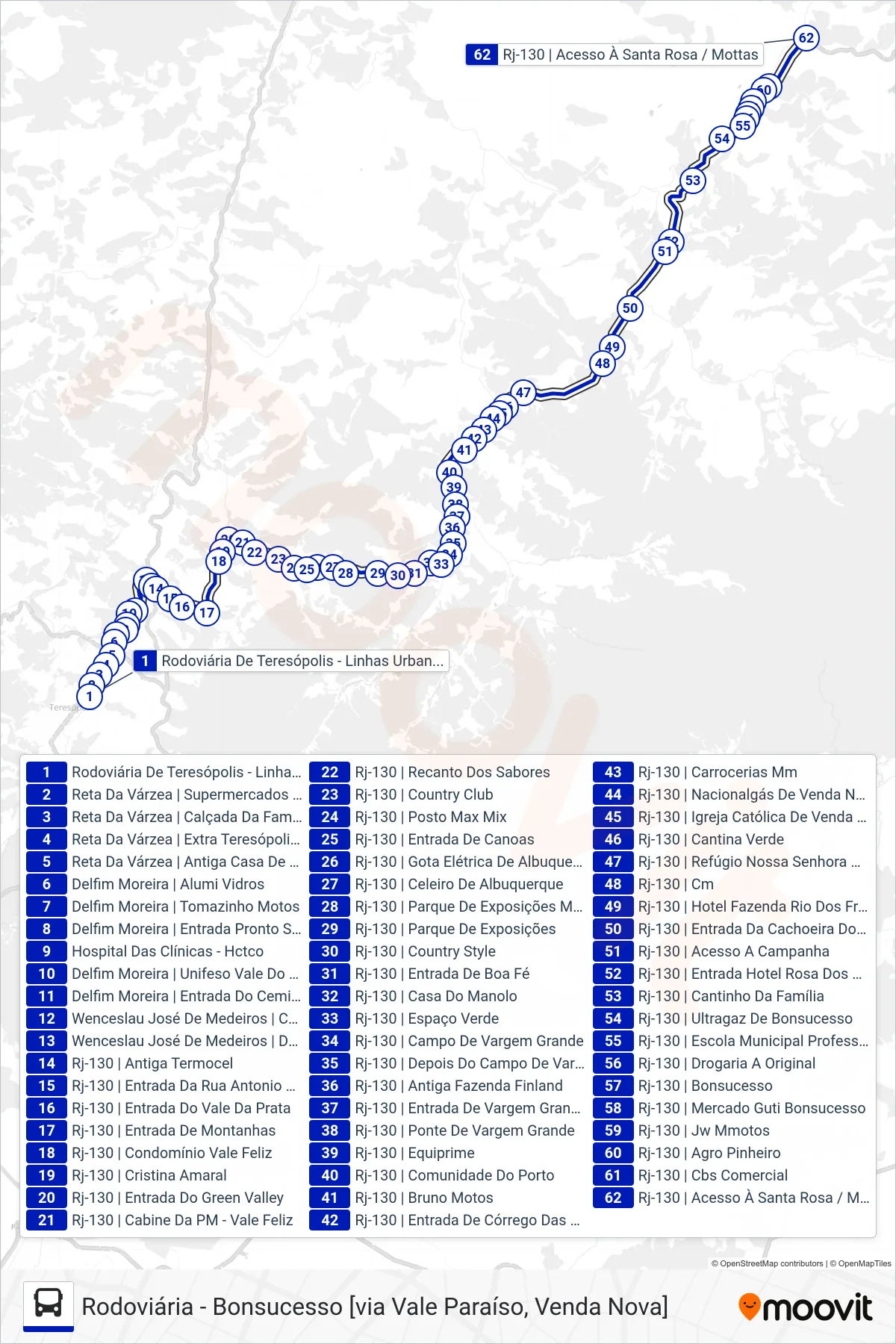 Rota e paradas da linha de ônibus  74  (Bonsucesso [Via Venda Nova]) no mapa