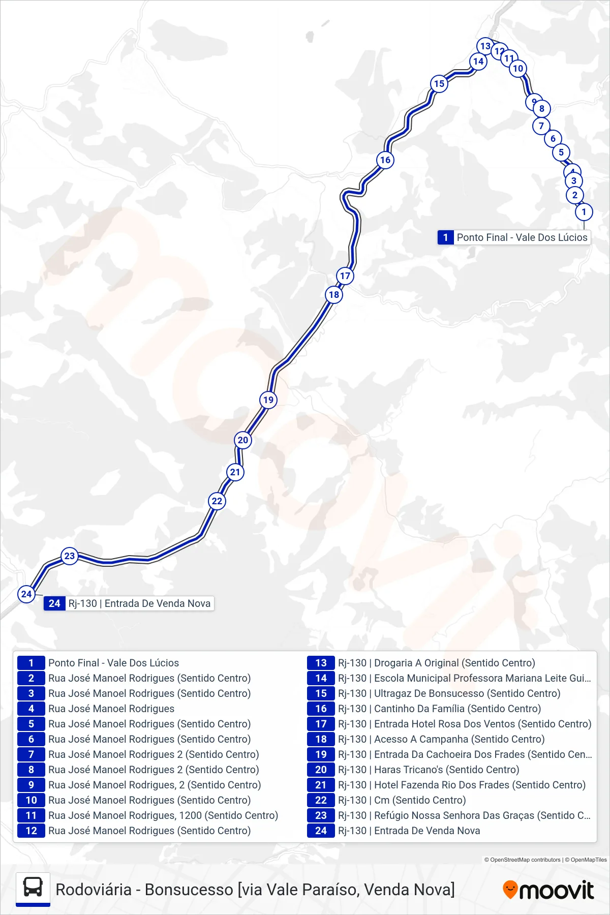 74 bus Line (Venda Nova [Via Bonsucesso]) route and stops on a map