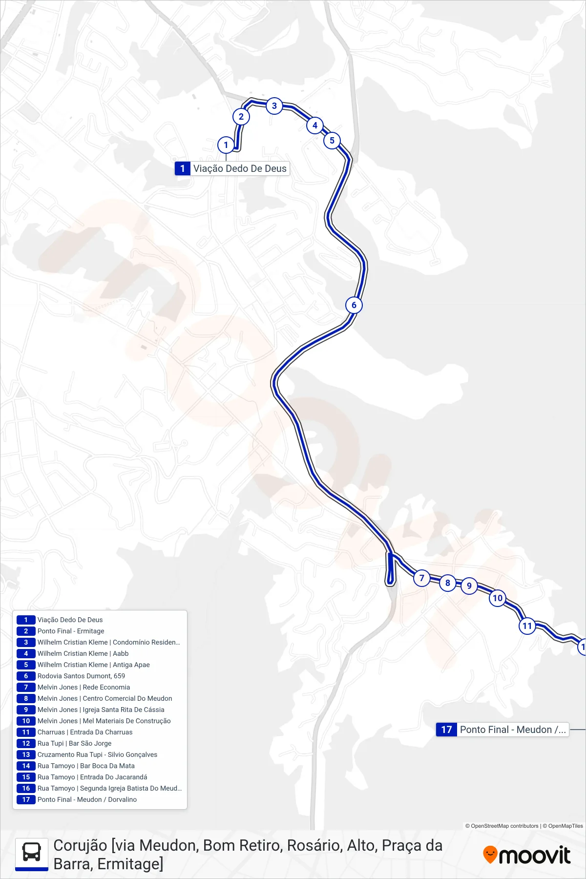 Rota e paradas da linha de ônibus  99  (Meudon [Via Br116]) no mapa