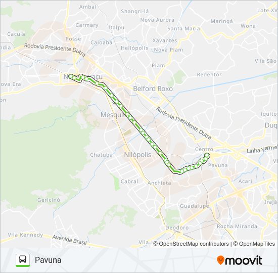 Mapa da linha 541 de ônibus