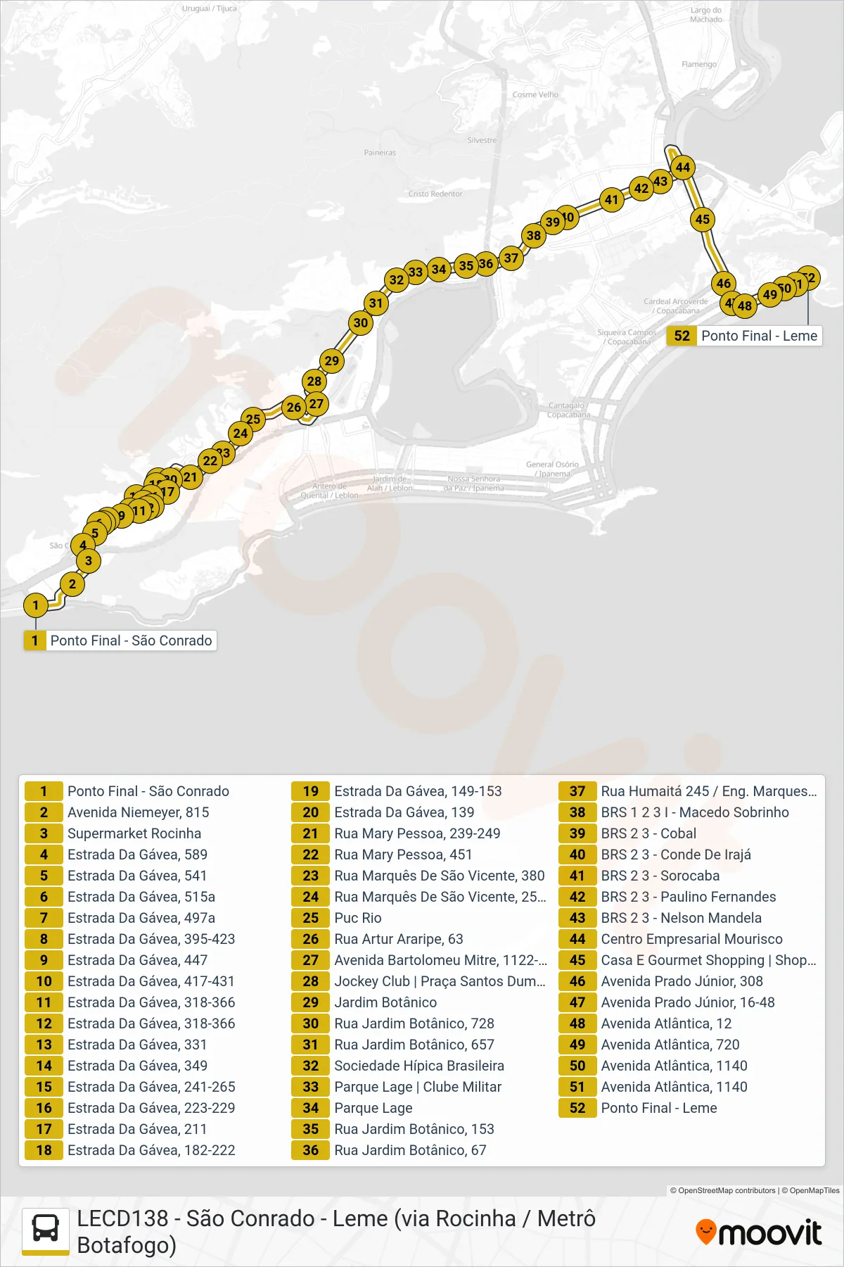 536 bus Line (Leme) route and stops on a map