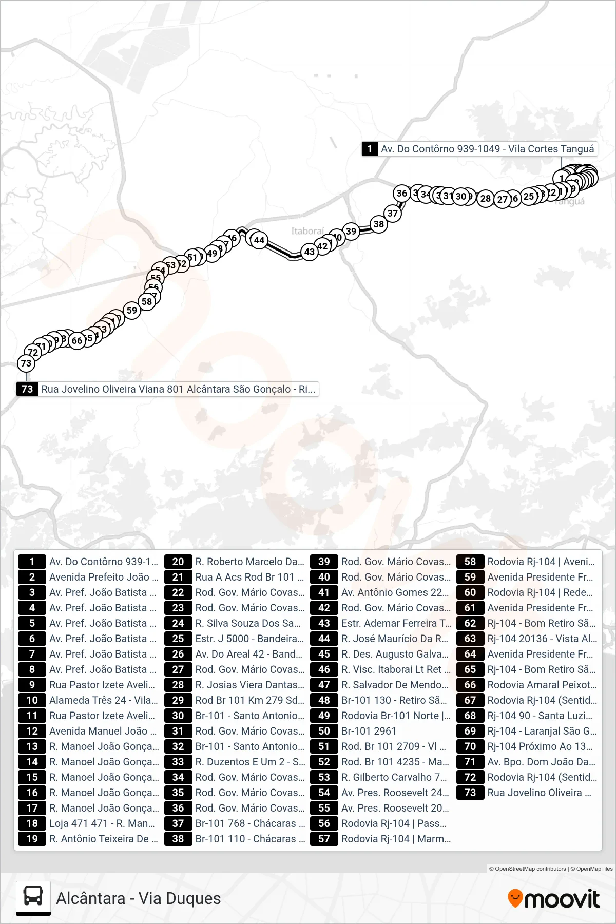 MB22D bus Line (Alcântara - Via Duques) route and stops on a map