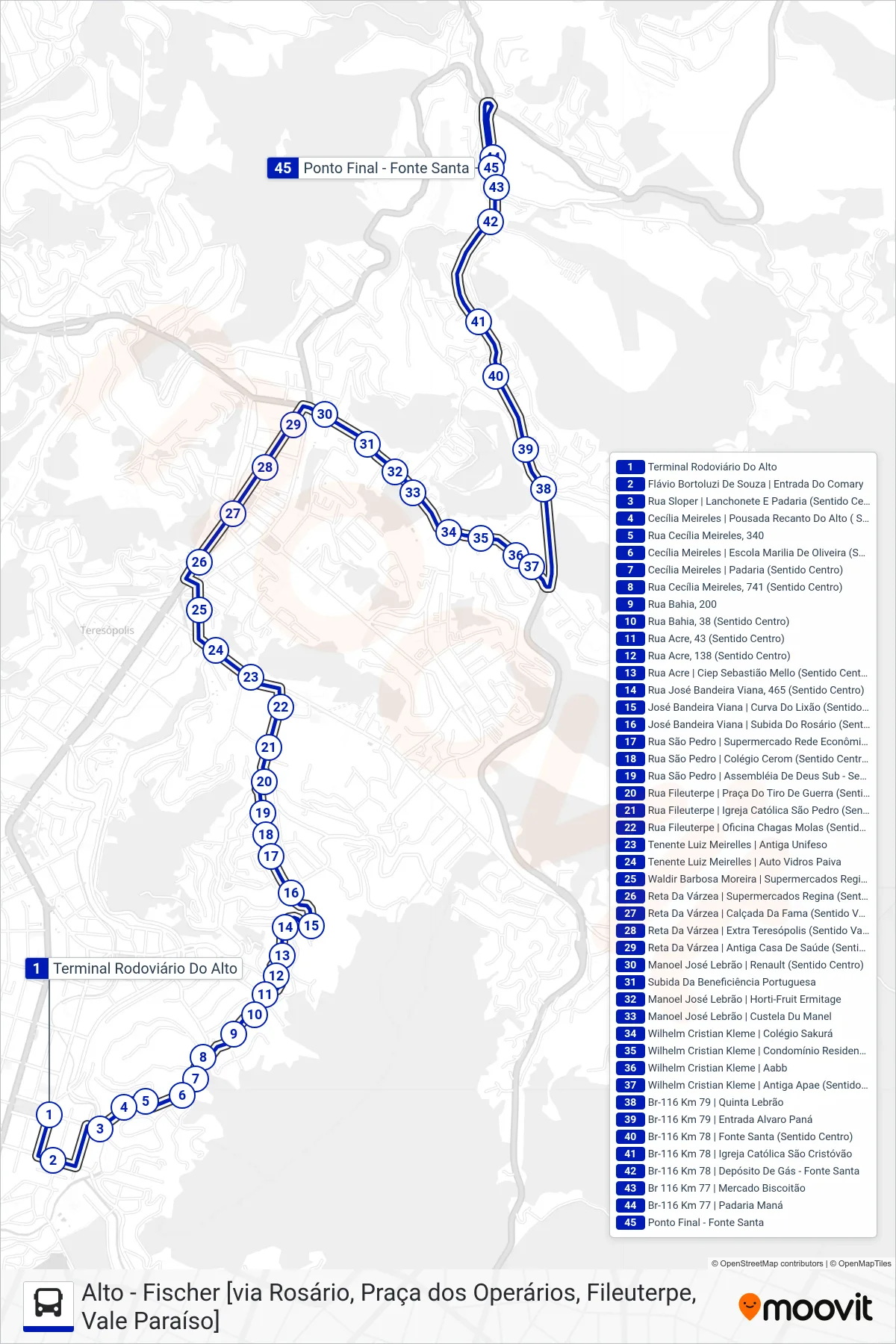 40 bus Line (Fonte Santa [Via Fileuterpe, Ermitage]) route and stops on a map