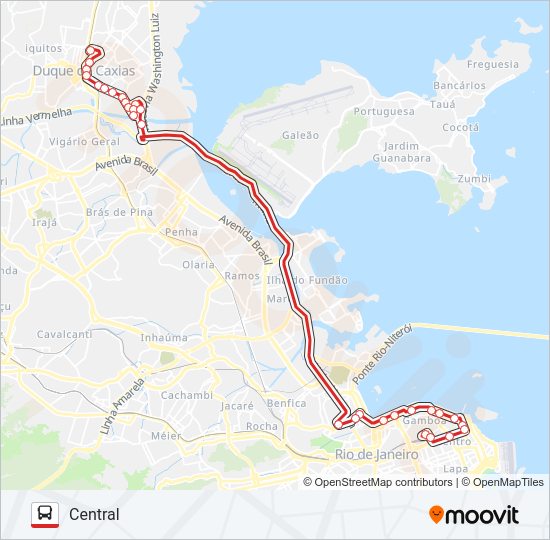 Mapa da linha 1102C de ônibus