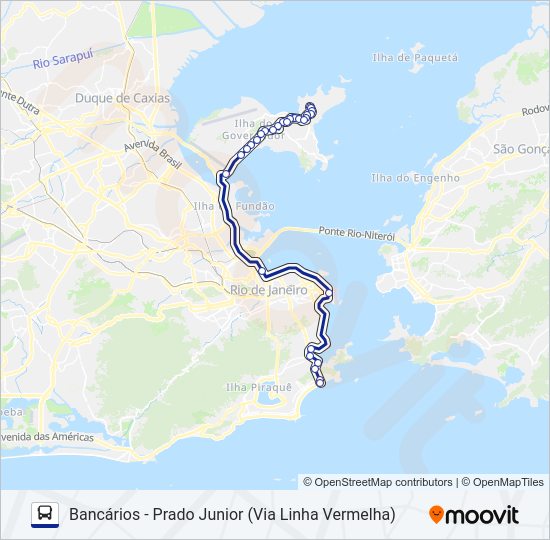 Mapa da linha 492 de ônibus