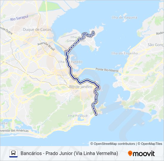 Mapa da linha 492 de ônibus